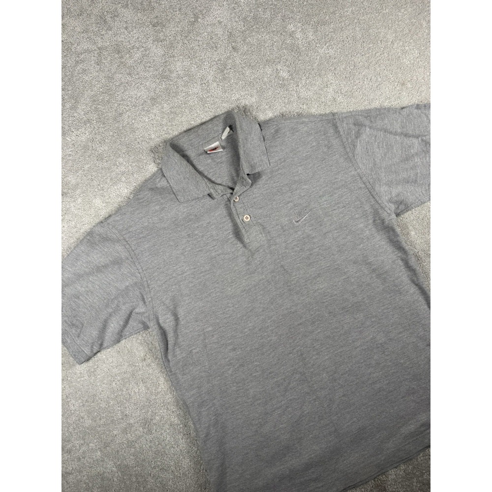Vintage Embroidered Swoosh Logo Polo Shirt Gray 90s White Tag**see Measurements